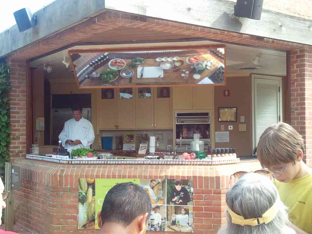 The Executive Chef Partner of the Big Bowl restaurants, Marc Bernard, was giving a demo on making a Honey Apple Crisp. It was good! The Botanical Garden has famous chefs give these demos on the weekends. They are designed to show you how to make restaurant-quality meals at home. Over the years, they have become very popular with both the public and with chefs. Marc had to sign-up to do these demos in January! He said he was a bit late last year. When he got around to it, all the demo slots were filled!