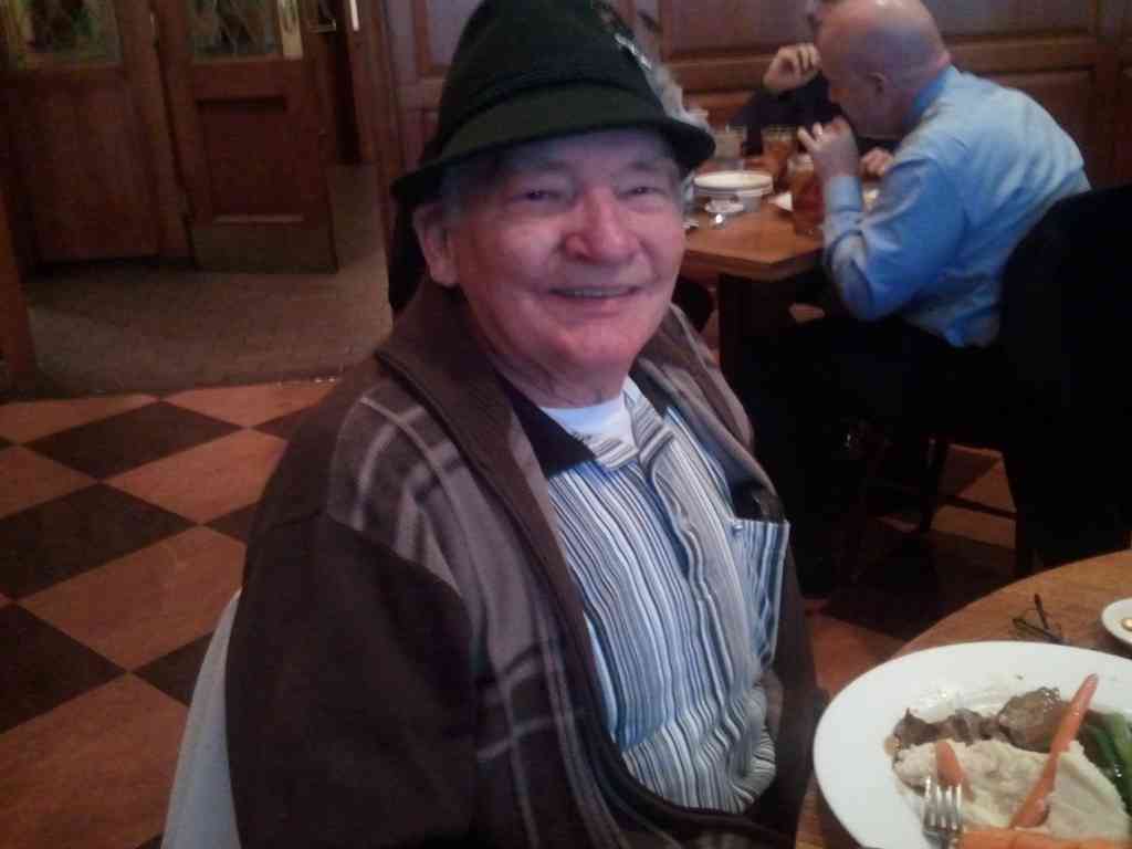 Uncle Eddy enjoying his sauerbraten.