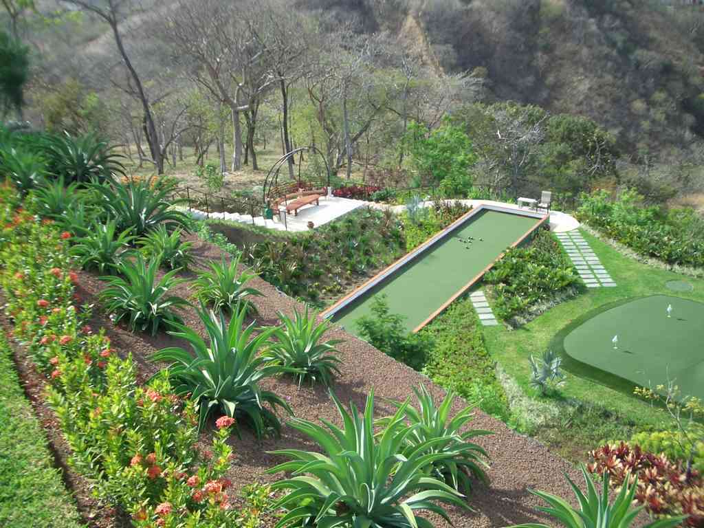 There is a beautiful bocce ball court...
