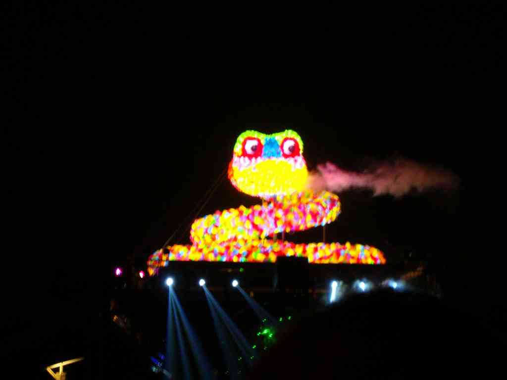 Because it was the Year of the Snake, reptile lanterns were everywhere! This massive snake was the main centerpiece of the festival, towering about 30 feet tall!