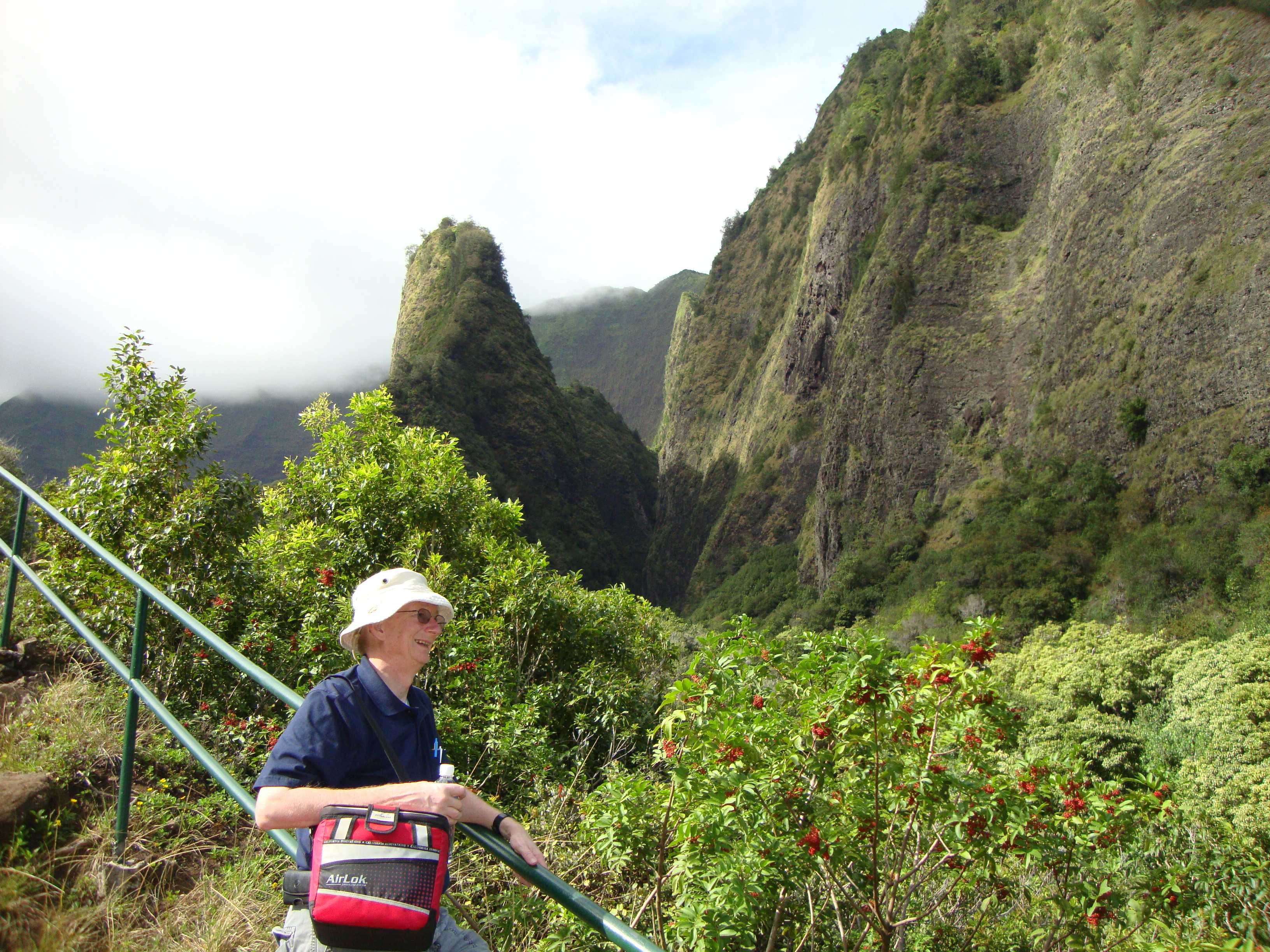 Charles looking out of the valley. The picture on the right is what he saw.