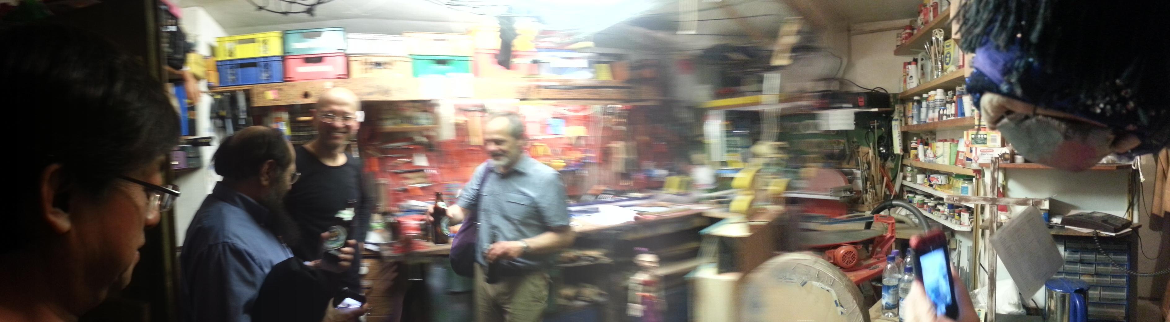 A panoramic view of the puppet theater workshop.
