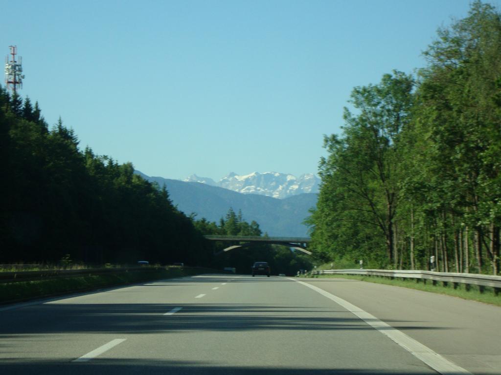 Spectacular mountain views driving along the Romantic Road to Neuschwanstein.