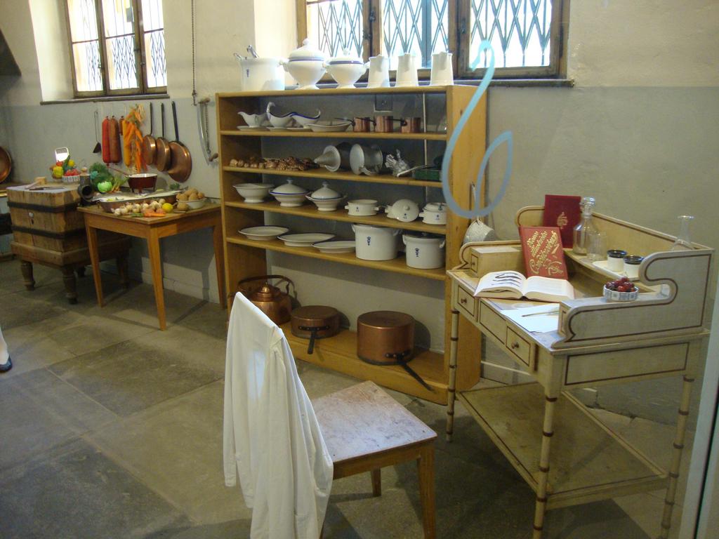 The right side of the kitchen.
