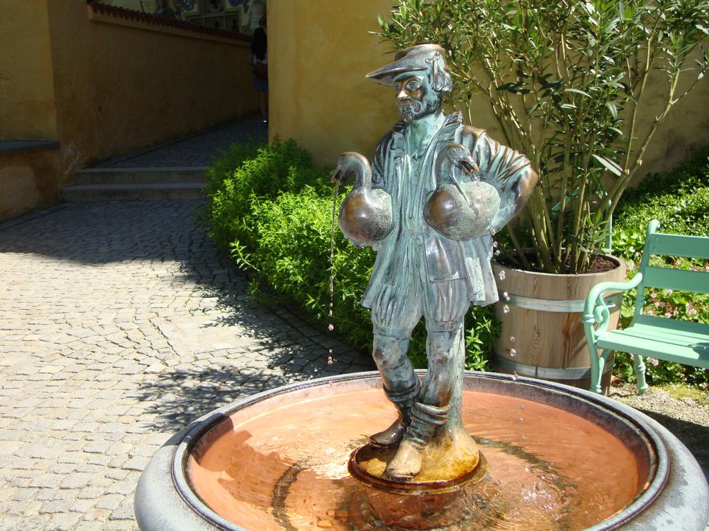 Fountain artwork in the gardens.