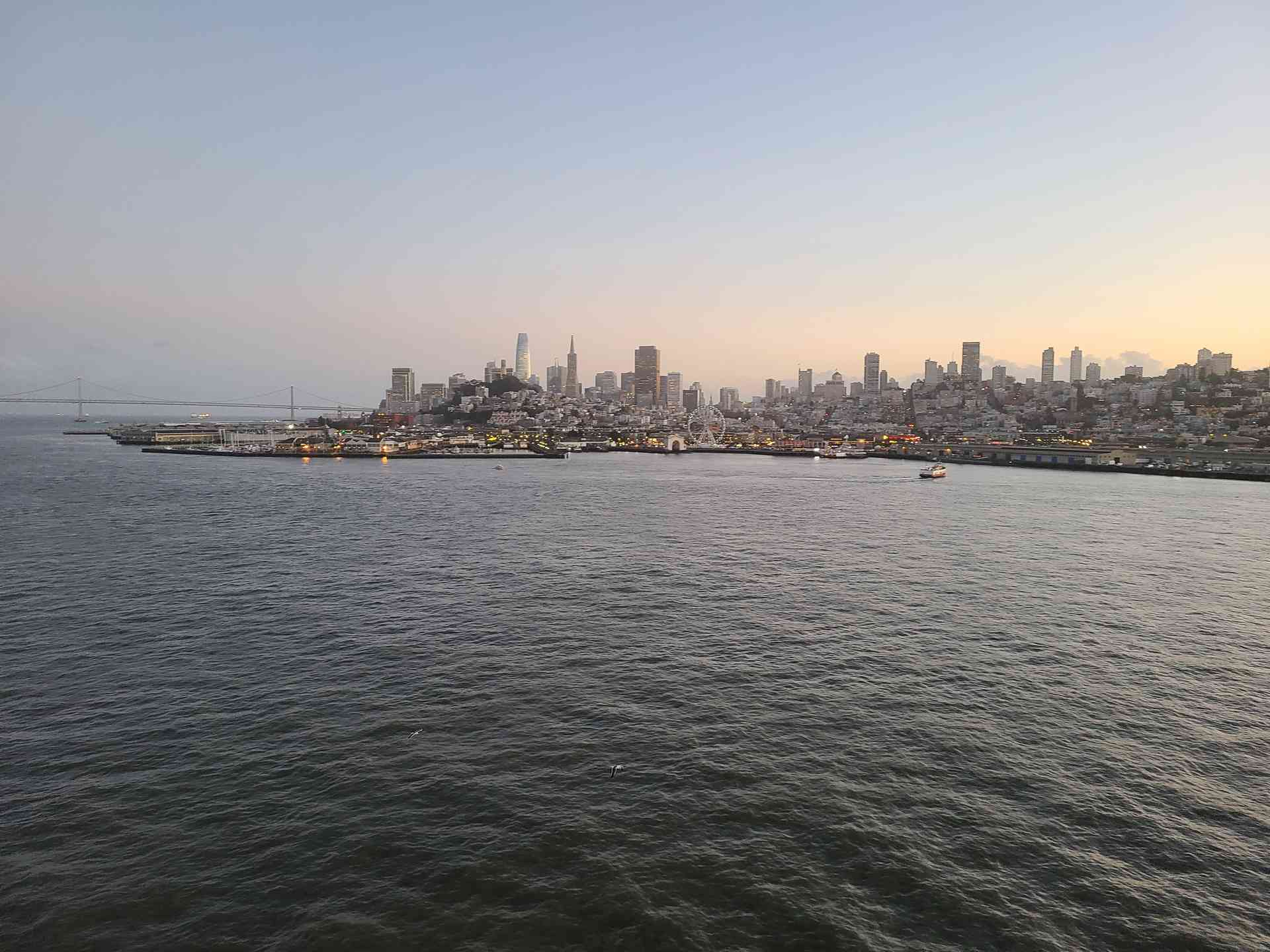 The city is slowly disappearing behind us.