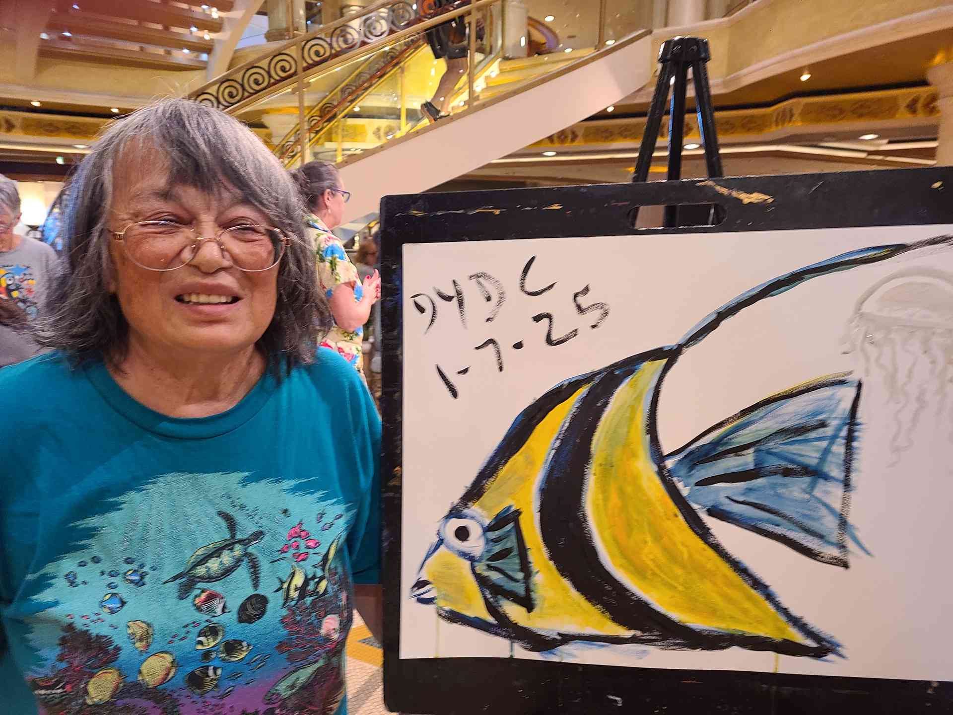 Doris with her Sunfish watercolor.