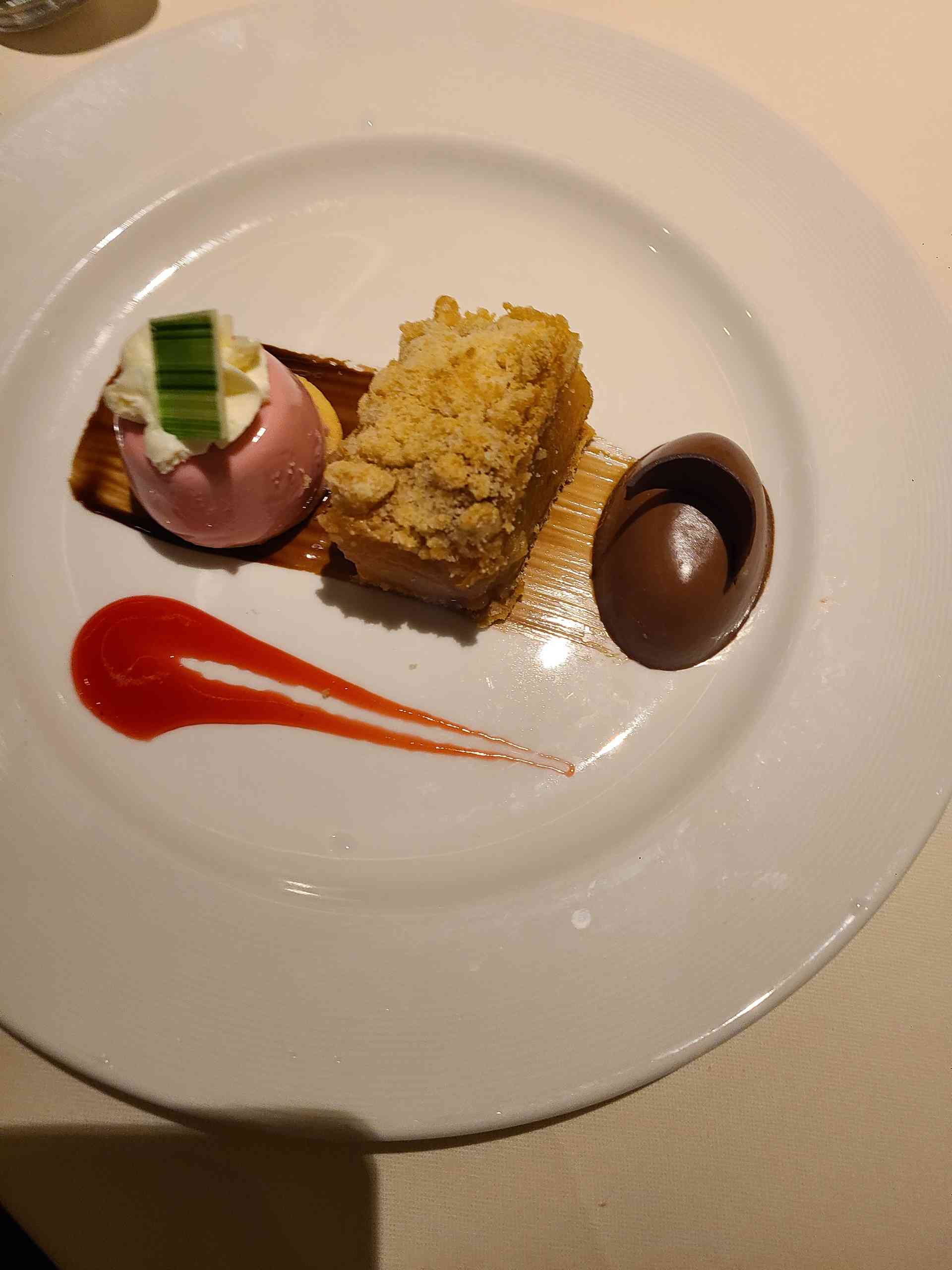 The most important part of the meal! This dessert was called 'Three Lovers'—chocolate prepared three different ways.