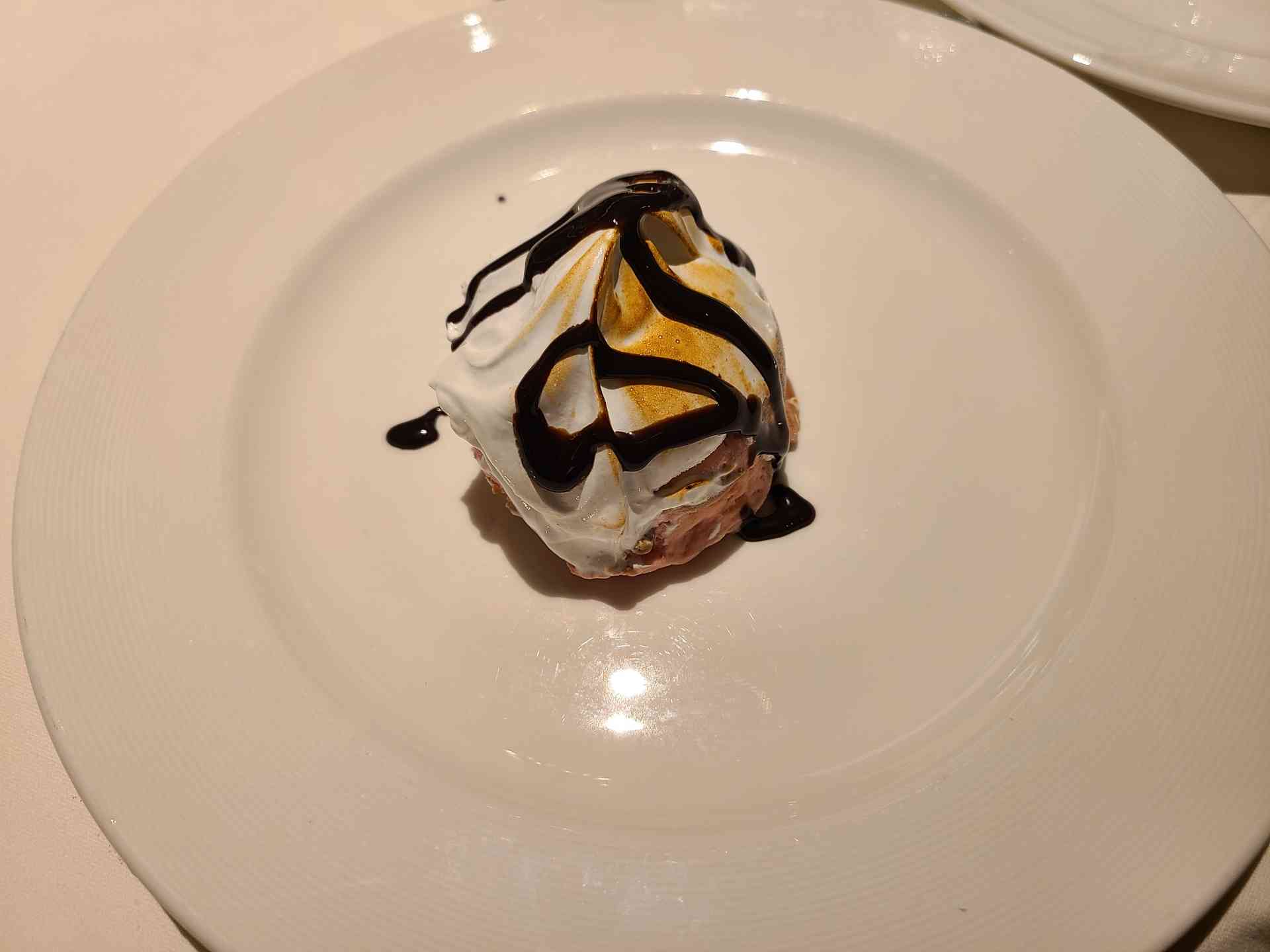 The final dessert of the cruise: Baked Alaska.