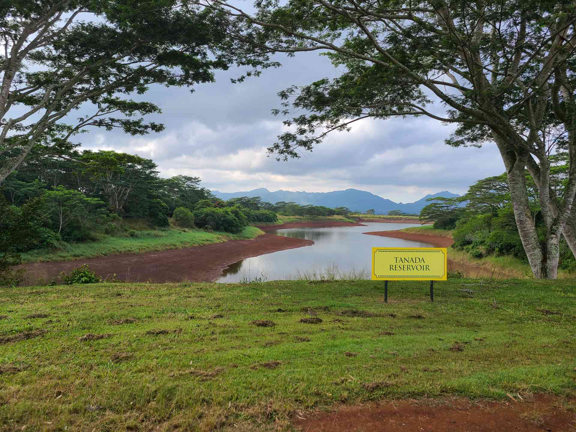 A reservoir holding water for the plantation.