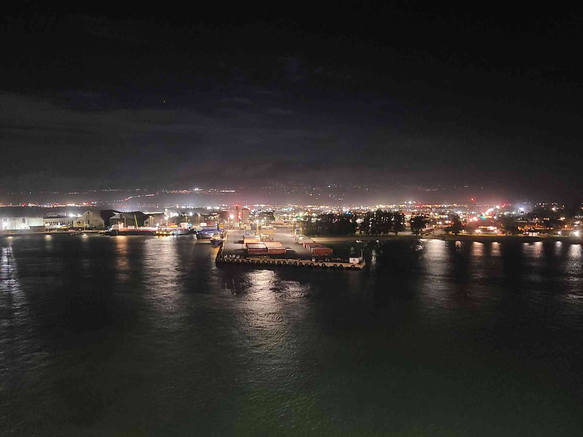 The ship departed Kahului after dark, giving us this stunning view of the city lights.
