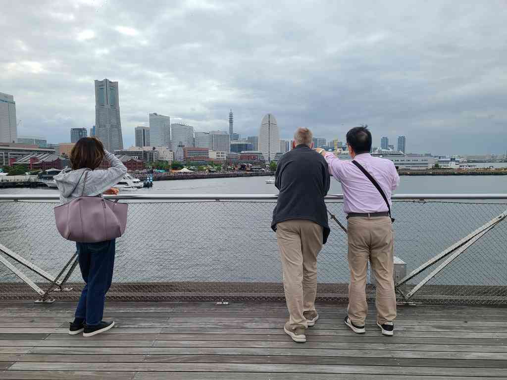 Masaki doing what he does best—pointing out fascinating historical architecture in Yokohama.