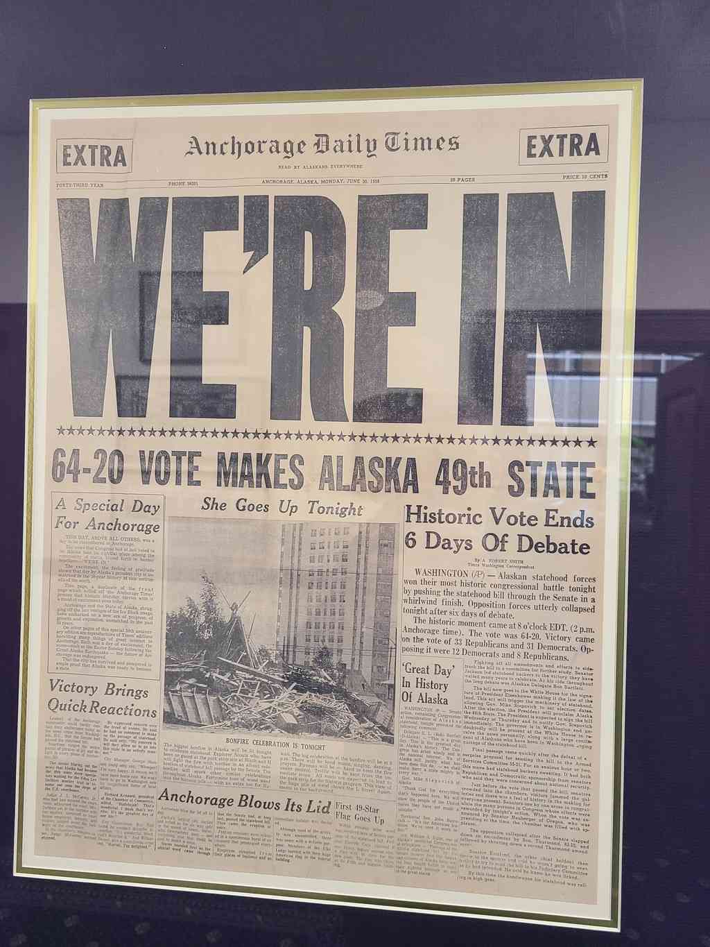 The day Alaska became a state was an incredibly exciting day for the residents.